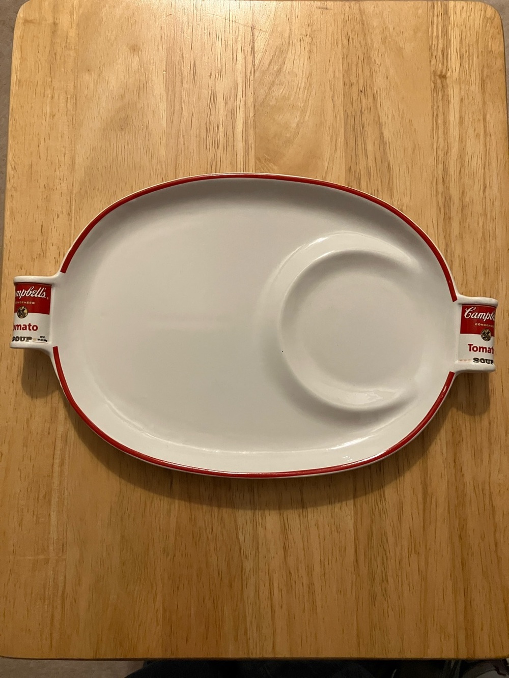 Westwood Campbell's Ceramic Serving Platter - White with Red Trim